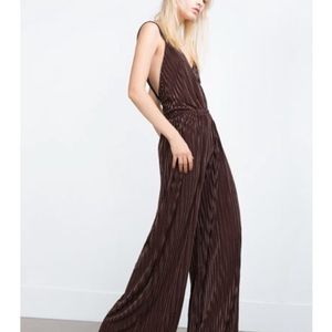Zara Wide Leg Velvet Jumpsuit